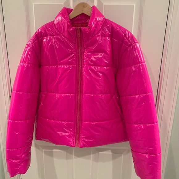 Jackets & Blazers - Womens Hot Pink Puffer Coat, Size M